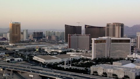 LAS VEGAS, NEVADA - CIRCA SEPTEMBER 2008: View of the Casino-Hotels of the Las Vegas Strip and the I-15 Freeway