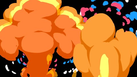 Seamless animation of doodle abstract cartoon title background pattern of fancy colorful lines painted texture and comic bomb explosion in 4k
