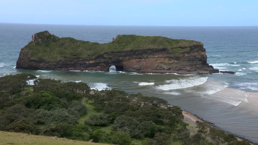 A wide elevated view of the 'Hole in the Wall' in the Transkei South Africa.