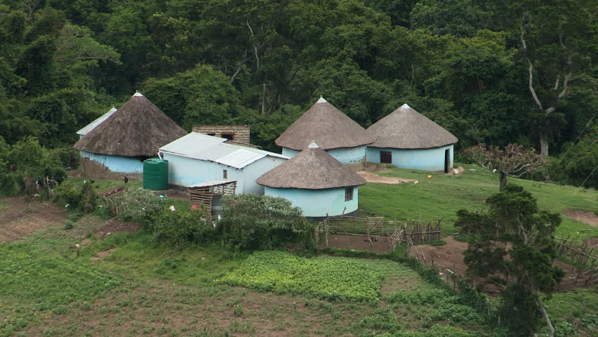 Close up of traditional Xhosa huts in the transkei,