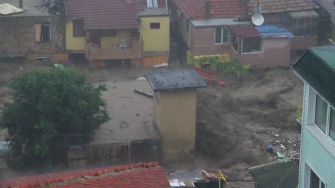 Global warming rain flood and storm. Rain flood in Bulgaria, Varna