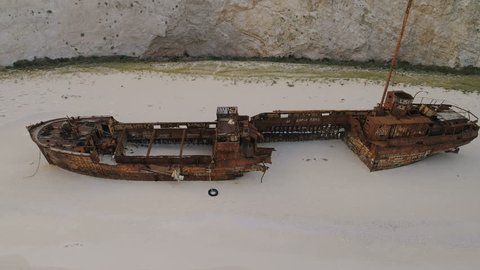 Aerial Footage Shipwreck Bay Navagio Beach, Zakynthos