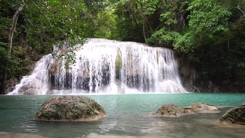 Beauty Limestone Waterfall Popular Tourists Famous Stock Footage Video ...