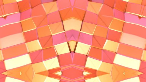 Abstract simple 3D background in orange gradient color, low poly style as modern geometric background or mathematical environment with kaleidoscopic effect. 4K UHD or FullHD seamless loop.V7