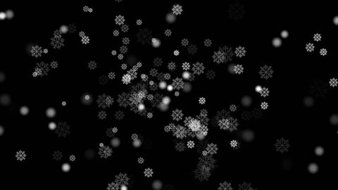 Animated falling Christmas shining glowing snow flake on black background  Xmas Christmas holiday festive seasonal celebration wishing greeting card for fashion glamour industry broadcasting program