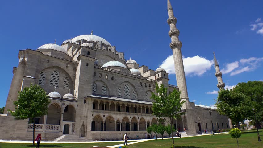 Suleymaniye Mosque in Istanbul Turkey. Shot in 4K (ultra-high definition (UHD)).