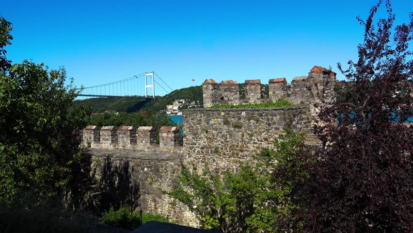 The fortress of Rumeli Hisari in Istanbul. Turkey. Shot in 4K (ultra-high definition (UHD)).