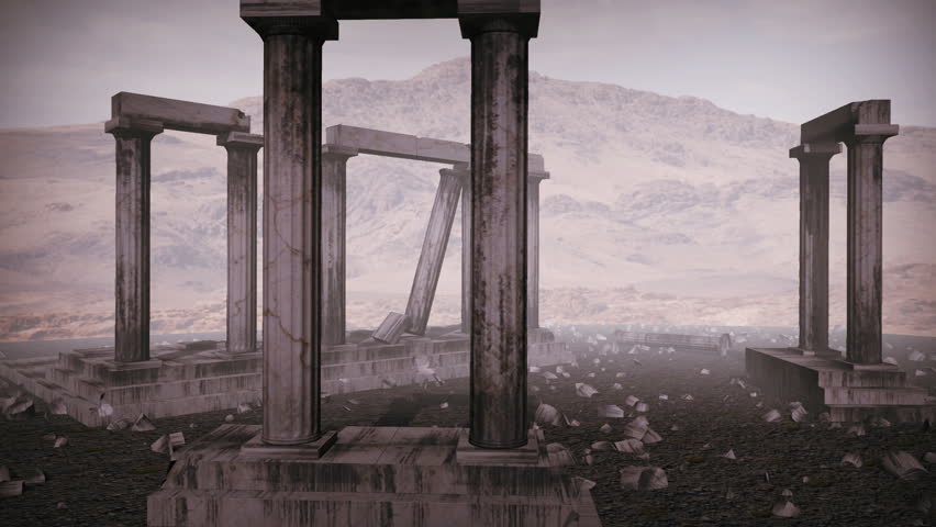 Animation of moving around the remains of an ancient greek temple 