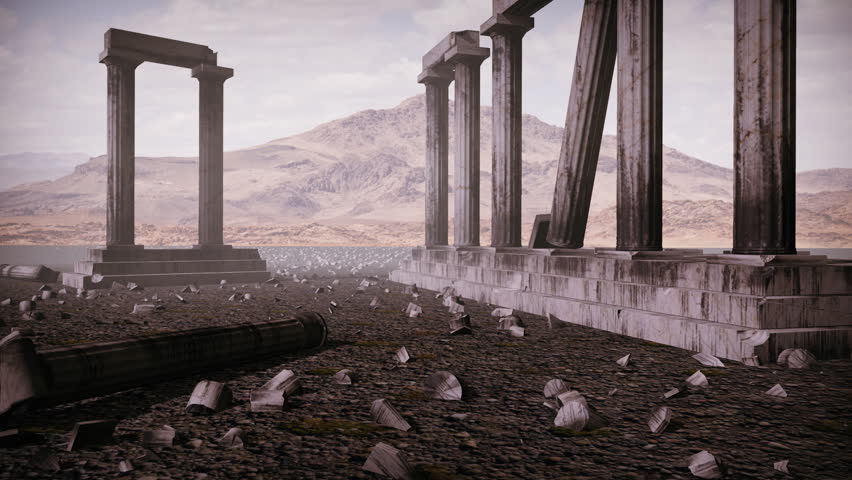 Animation the remains of an ancient greek temple 