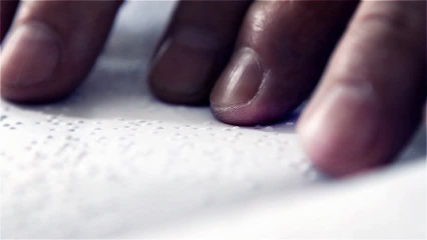 Blind Man Reading a Book Written In Braille. Close Up. Royalty-Free Stock Footage #33300493