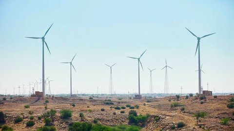 1920x1080 hidef, hdv - Wind electric generator - power stations in desert