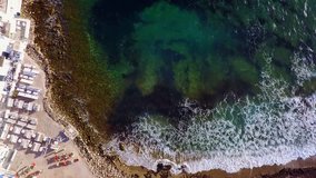 Spring 2017: Aerial bird's eye view video taken by drone from Greek island in Cyclades