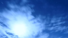 Summer sky time lapse, sun shining and moving clouds, airplane passing by, HD - Beautiful summer sun. time lapse. White clouds flying on blue sky with sun rays - Time-lapse motion background