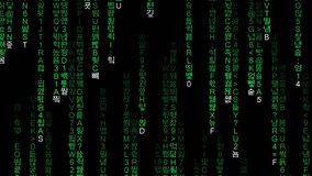 Vertical Motions of Characters in Matrix Style with combinition between English and Korea Characters, Green Chareacters on Black Background, Human Computer Interaction. - Powered by Shutterstock - Get 15% off with code: PIKWIZARD15