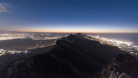 Night view of Kyrenia mountain range with starry sky. 4K time-lapse video UHD.