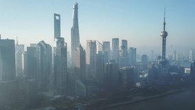 Aerial hyperlapse video of Shanghai in the morning