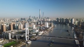 Aerial video of Shanghai in the morning