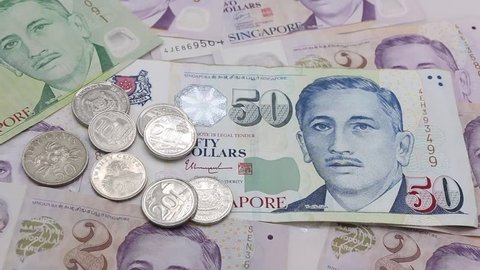 singapore banknotes and singapore coins, dollar.
