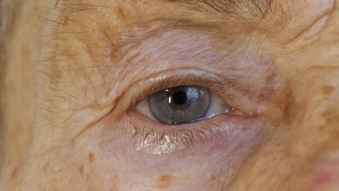 Close up  shoot of face and eyes of elderly woman aged 81 years
