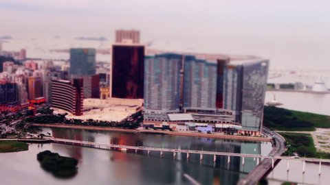 Miniature Effect of Syline Macau - Mandarin Oriental Casino and Freeway Bridge (tilt-shift)