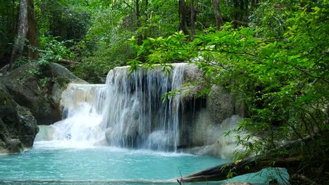 Beautiful waterfall Erawan National Park Kanjanaburi Thailand