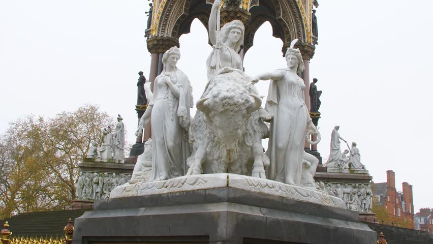 The Americas statue at the Albert Memorial Statue in Kensington London England.
