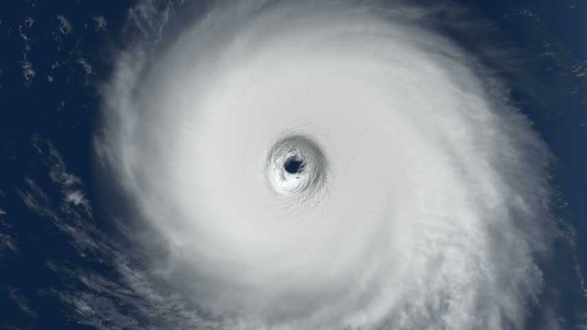 Hurricane's Eye: A monster hurricane spins ominously in the ocean as we drop
