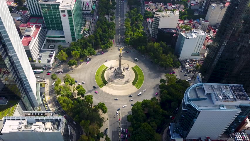 Independence angel in mexico city aerial