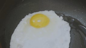 High Angle View Of Fried Egg Cooking In Pan