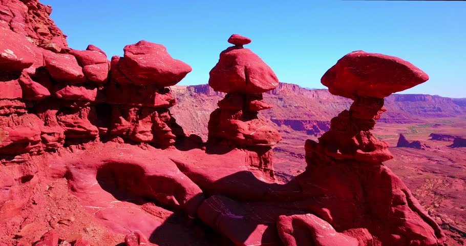 Red Stacked Stones Overlooking Desert Valley - Fishers Tower, Utah