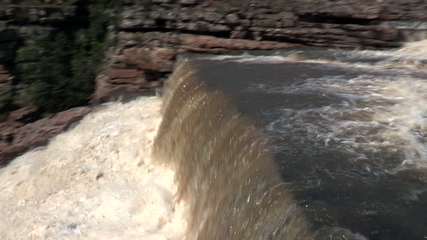 Pan of the Mnyameni Waterfall in flood in the Transkei.