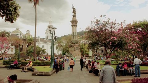 QUITO - JULY 2012: Timelapse of people walking at Plaza Independencia Adlı Haber Amaçlı Stok Video