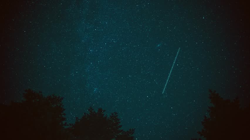 Stars and the Milky Way gliding over Cadillac Mountain in the Acadia National Park on the United States east coast
