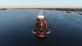 Aerial View of Oil Tanker Ship Philadelphia PA