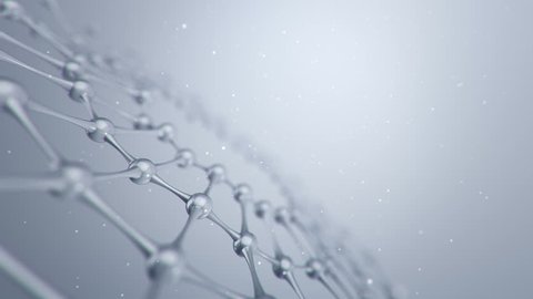 Animation slow moving of molecules or network from glass and crystal. Animation of seamless loop.