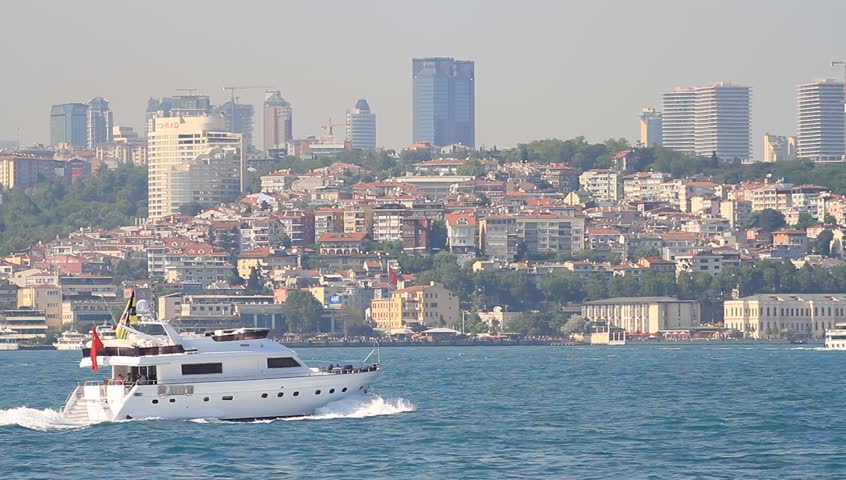 Leisure yacht sailing in Istanbul. 
