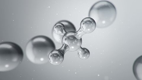 Animation rotation of model molecule from glass and crystal. Animation of seamless loop.
