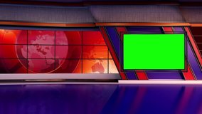 Orange colored rotating globe in background window for News best TV Program seamless loopable HD Video