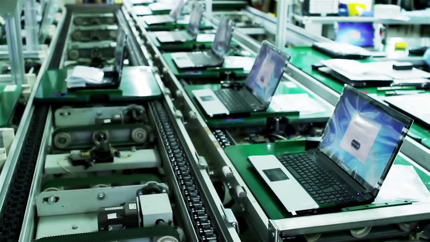 Conveyor Belt with Laptops in a Laptop Factory. Fast Motion.  Royalty-Free Stock Footage #33384907