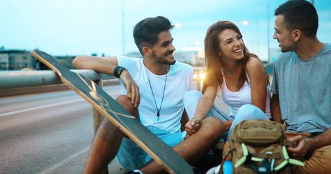 Group Happy Friends Hang Out Together Stock Footage Video (100% Royalty