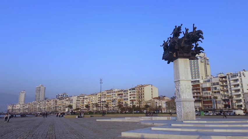 Izmir, Turkey - November 25, 2017: Alsancak gundogdu square. famous icon of izmir city 