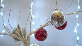 A beautiful white and silver balls. New Year and Christmas decorations