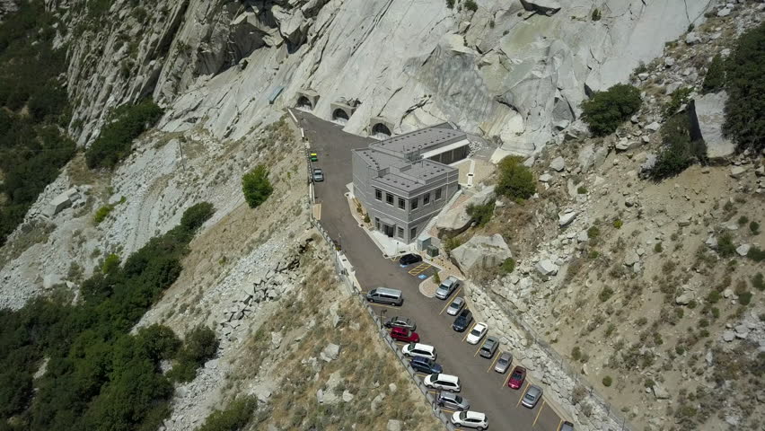 ALTA, UTAH 4 AUG 2017: Aerial secure mountain vaults Mormon LDS Church. Granite Records Vault Mountain 600 foot tunnel. Records, film, microfilm, microfiche, digital religion and family history data.