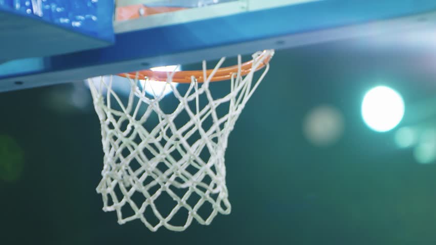 Slow motion shot of basketball hoop during training. Hit or miss Royalty-Free Stock Footage #33414352