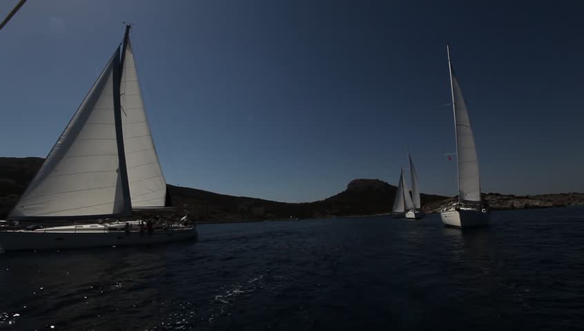 SARONIC GULF,  GREECE - SEPTEMBER 23: Boats competitors during of sailing