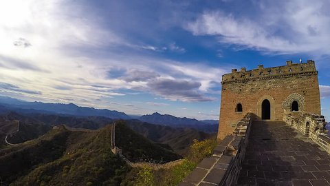 China Great Wall autumn. Timelapse