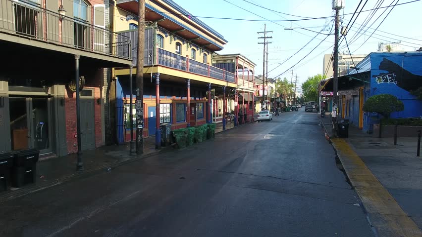 New Orleans Louisiana street aerial views, high & low