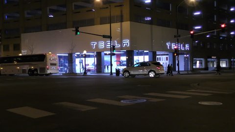 Tesla Store Gold Coast Chicago Time Lapse, Exterior - December, 2017 (Editorial)