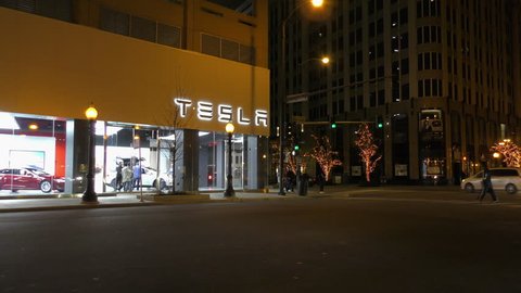 Tesla Store Gold Coast Chicago Time Lapse, Exterior - December, 2017 (Editorial)