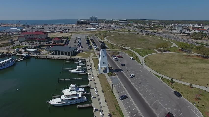 Gulfport Louisiana Lighthouse aerial dynamic flight